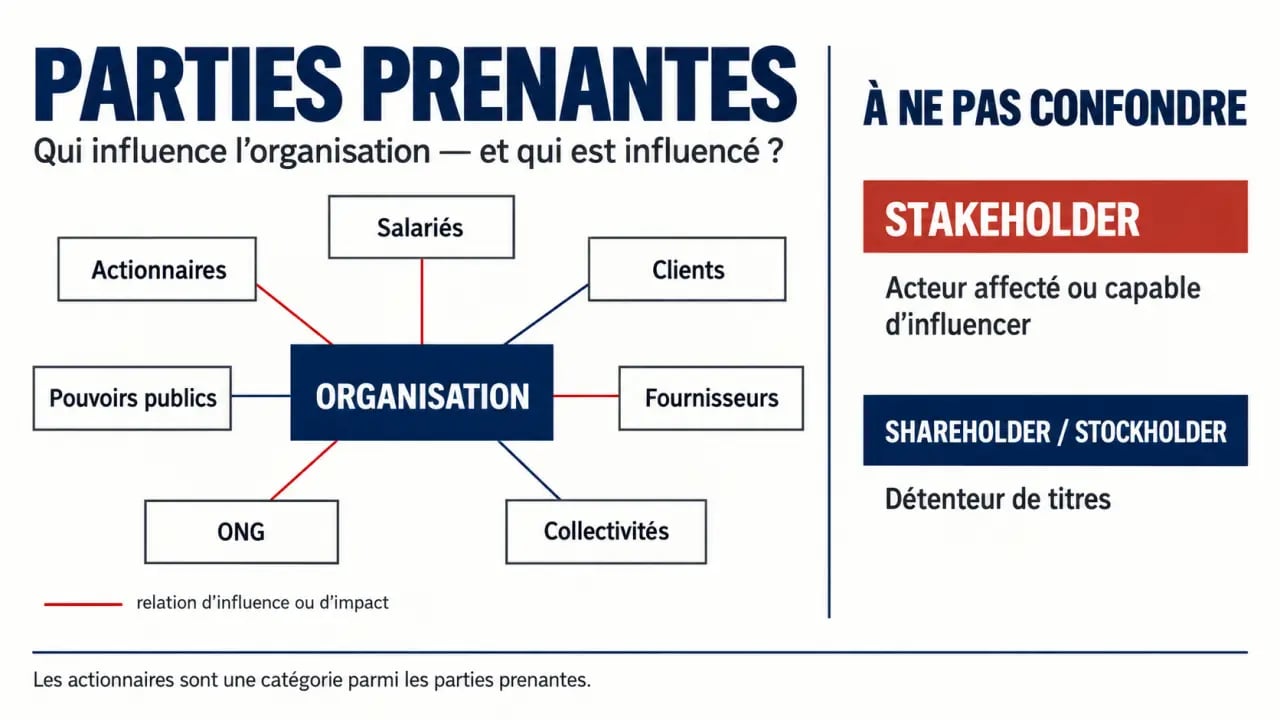 Stakeholders et distinction entre parties prenantes, actionnaires et autres acteurs de l’organisation